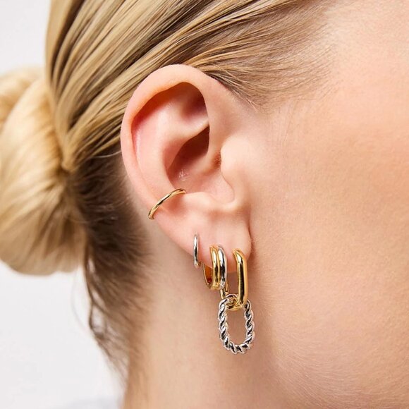 NEW Ana Luisa Ash Double Two Tone Double Hoop Earrings - Picture 3 of 6